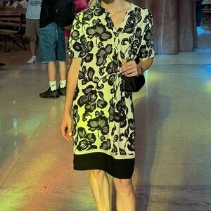 Floral Black and White Dress